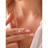 image:imageORAZIO Cross Necklace for Women 925 Sterling Silver or 18K Gold Plated Cross Necklaces Simple Box Chain Small Cross Pendant Choker Necklace Jewelry GiftsSilver PlatedLink Small