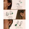 image:imageORAZIO 20G Helix Piercing Jewelry Flat Back Cartilage Earrings for Women Surgical Stainless Steel Hypoallergenic Hoop Stud Earrings Set Tragus Helix Piercing Jewelry for Sensitive Ears Single Pcsilver plated earringsgreen cz
