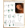 image:imageORAZIO 20G Helix Piercing Jewelry Flat Back Cartilage Earrings for Women Surgical Stainless Steel Hypoallergenic Hoop Stud Earrings Set Tragus Helix Piercing Jewelry for Sensitive Ears Single Pcsilver plated earringsgreen cz