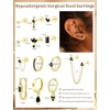 image:imageORAZIO 20G Helix Piercing Jewelry Flat Back Cartilage Earrings for Women Surgical Stainless Steel Hypoallergenic Hoop Stud Earrings Set Tragus Helix Piercing Jewelry for Sensitive Ears Single Pcgold plated earringsblack cz