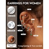image:imageORAZIO 20G Helix Piercing Jewelry Flat Back Cartilage Earrings for Women Surgical Stainless Steel Hypoallergenic Hoop Stud Earrings Set Tragus Helix Piercing Jewelry for Sensitive Ears Single Pcsilver plated earringsgreen cz