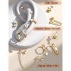 image:imageORAZIO 20G Helix Piercing Jewelry Flat Back Cartilage Earrings for Women Surgical Stainless Steel Hypoallergenic Hoop Stud Earrings Set Tragus Helix Piercing Jewelry for Sensitive Ears Single Pc14k gold earringswhite cz