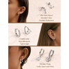image:imageORAZIO 20G Helix Piercing Jewelry Flat Back Cartilage Earrings for Women Surgical Stainless Steel Hypoallergenic Hoop Stud Earrings Set Tragus Helix Piercing Jewelry for Sensitive Ears Single Pcwhite gold earringswhite cz