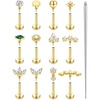 image:imageORAZIO 18G 16G Hypoallergenic Flat Back Earrings Stud Earrings  316L Surgical Steel Internal Thread Stud Piercing Jewelry for TragusHelixConchMedusaLipLabret  Helix Tragus Cartilage Earrings for Women14k Gold Plated
