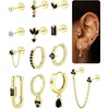 gold plated earrings+black cz
