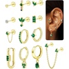 gold plated earrings+green cz