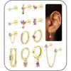 image:imageORAZIO 20G Helix Piercing Jewelry Flat Back Cartilage Earrings for Women Surgical Stainless Steel Hypoallergenic Hoop Stud Earrings Set Tragus Helix Piercing Jewelry for Sensitive Ears Single Pcgold helix piercing jewelrypink cz