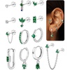 silver plated earrings+green cz
