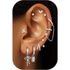 image:imageORAZIO Small Hoop Stud Earrings Stacks for Women 14K Gold Plated Silver Huggie Hoops Cartilage Hypoallergenic Chain Cute Dangle Earrings Set for Multiple Piercings JewelrySilver Plated Earrings