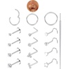 image:imageORAZIO Nose Rings for Women 14K Gold Filled Hypoallergenic Surgical Stainless Steel Nose Ring Studs Hoops CZ LShaped Threadless Flat Back Stud Nose Lip Medusa Piercing Jewelry for Women Men 20G 18GStyle2Silver Plated