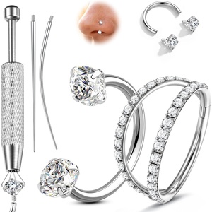 image:imageORAZIO 18G Horseshoe Nose Rings for Women Men Double Gem Horse Shoe Nose Ring Hoops Surgical Steel Silver Gold Cartilage Helix Tragus Daith Earrings Labret Lip Piercing Jewelry Cute Small Septum RingsSilverDouble CZ Hoop