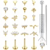 image:imageFlat Back Stud Earrings for Women Hypoallergenic Surgical Steel Internal Thread CZ Stud Piercing Jewelry for Tragus Helix Conch Cartilage 14K GoldSilver Plated Nose Lip Labret Medusa Piercing 16G 18GGold Plated
