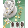 image:imageORAZIO 1618G Flat Back Earrings for Women Hypoallergenic Surgical Steel 14K Gold Silver Plated Internal Thread Stud Piercing Jewelry for Helix Tragus Cartilage Conch Nose Lip Labret Medusa Piercing14K Gold PlatedFlower