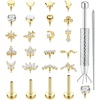 image:imageFlat Back Stud Earrings for Women Hypoallergenic Surgical Steel Internal Thread CZ Stud Piercing Jewelry for Tragus Helix Conch Cartilage 14K GoldSilver Plated Nose Lip Labret Medusa Piercing 16G 18GGold Plated