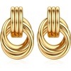 image:imageORAZIO 14K Gold Plated 925 Sterling Silver Posts Knot Statement Earrings for Women Hypoallergenic Trendy Chunky Drop Dangle Earrings Lightweight Fashoin Accessories Gold Jewelry Gifts for WomensGold Lightweight Earrings