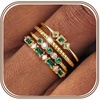 image:imageORAZIO 14K Gold Plated Stackable Rings for Women Non Tarnish Dainty Cubic Zirconia Wedding Engagement Bands Ring Set Minimalist Trendy Statement Anniversary Promise Thumb Stacking Rings Size 610Green CZGold Tone