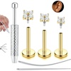 image:imageORAZIO 1618G Flat Back Earrings for Women Hypoallergenic Surgical Steel 14K Gold Silver Plated Internal Thread Stud Piercing Jewelry for Helix Tragus Cartilage Conch Nose Lip Labret Medusa Piercing14K Gold PlatedFlower