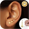 image:imageORAZIO 1618G Flat Back Earrings for Women Hypoallergenic Surgical Steel 14K Gold Silver Plated Internal Thread Stud Piercing Jewelry for Helix Tragus Cartilage Conch Nose Lip Labret Medusa Piercing14K Gold PlatedHeart