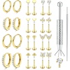 image:imageORAZIO 16G18G20G Flat Back Earrings for Women Threadless 316L Surgical Steel Stud Hoop Earrings Push in Nose Studs Hypoallergenic Cartilage Earring Stacks Labret Helix Tragus Conch Piercing JewelryGold Plated