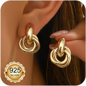 image:imageORAZIO 14K Gold Plated 925 Sterling Silver Posts Knot Statement Earrings for Women Hypoallergenic Trendy Chunky Drop Dangle Earrings Lightweight Fashoin Accessories Gold Jewelry Gifts for WomensGold Chunky Earrings