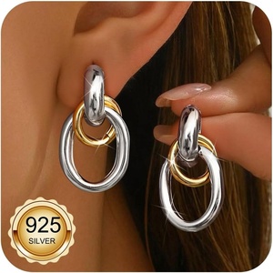 image:imageORAZIO 14K Gold Plated 925 Sterling Silver Posts Knot Statement Earrings for Women Hypoallergenic Trendy Chunky Drop Dangle Earrings Lightweight Fashoin Accessories Gold Jewelry Gifts for WomensGold and Silver Knot Earrings for women