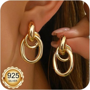 image:imageORAZIO 14K Gold Plated 925 Sterling Silver Posts Knot Statement Earrings for Women Hypoallergenic Trendy Chunky Drop Dangle Earrings Lightweight Fashoin Accessories Gold Jewelry Gifts for WomensGold Knot Earrings for women