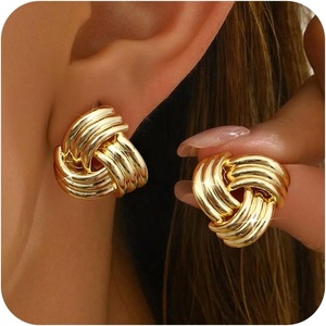 image:imageORAZIO 14K Gold Plated 925 Sterling Silver Posts Knot Statement Earrings for Women Hypoallergenic Trendy Chunky Drop Dangle Earrings Lightweight Fashoin Accessories Gold Jewelry Gifts for WomensGold Knot Earrings