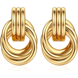 image:imageORAZIO 14K Gold Plated 925 Sterling Silver Posts Knot Statement Earrings for Women Hypoallergenic Trendy Chunky Drop Dangle Earrings Lightweight Fashoin Accessories Gold Jewelry Gifts for WomensGold Lightweight Earrings