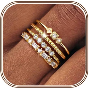 image:imageORAZIO 14K Gold Plated Stackable Rings for Women Non Tarnish Dainty Cubic Zirconia Wedding Engagement Bands Ring Set Minimalist Trendy Statement Anniversary Promise Thumb Stacking Rings Size 610White CZGold Tone
