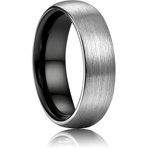 image:imageORAZIO Stainless Steel Wedding Rings for Men Women 6mm 8mm Mens Wedding Band SliverBlackGold Plated Brushed Matte Finish Surface High Polish Edge Mens Rings Engagement Promise Ring Comfort Fit 614Grey6MM
