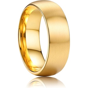 image:imageORAZIO Stainless Steel Wedding Rings for Men Women 6mm 8mm Mens Wedding Band SliverBlackGold Plated Brushed Matte Finish Surface High Polish Edge Mens Rings Engagement Promise Ring Comfort Fit 61418K Gold Plated8MM
