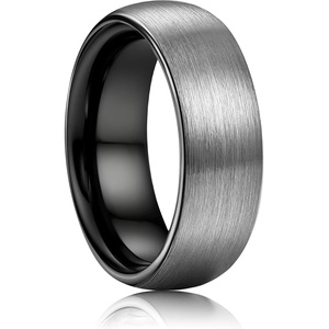 image:imageORAZIO Stainless Steel Wedding Rings for Men Women 6mm 8mm Mens Wedding Band SliverBlackGold Plated Brushed Matte Finish Surface High Polish Edge Mens Rings Engagement Promise Ring Comfort Fit 614Grey8MM