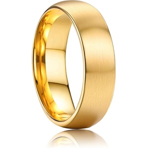 image:imageORAZIO Stainless Steel Wedding Rings for Men Women 6mm 8mm Mens Wedding Band SliverBlackGold Plated Brushed Matte Finish Surface High Polish Edge Mens Rings Engagement Promise Ring Comfort Fit 61418K Gold Plated6MM