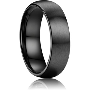 image:imageORAZIO Stainless Steel Wedding Rings for Men Women 6mm 8mm Mens Wedding Band SliverBlackGold Plated Brushed Matte Finish Surface High Polish Edge Mens Rings Engagement Promise Ring Comfort Fit 614Black6MM
